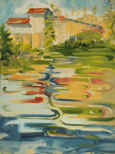 Landschaftsmalerei, en plein air, Freilichtmalerei, Teich, Wasser, Öl auf Leinwand, Tanja Leodolter, Künstlerin